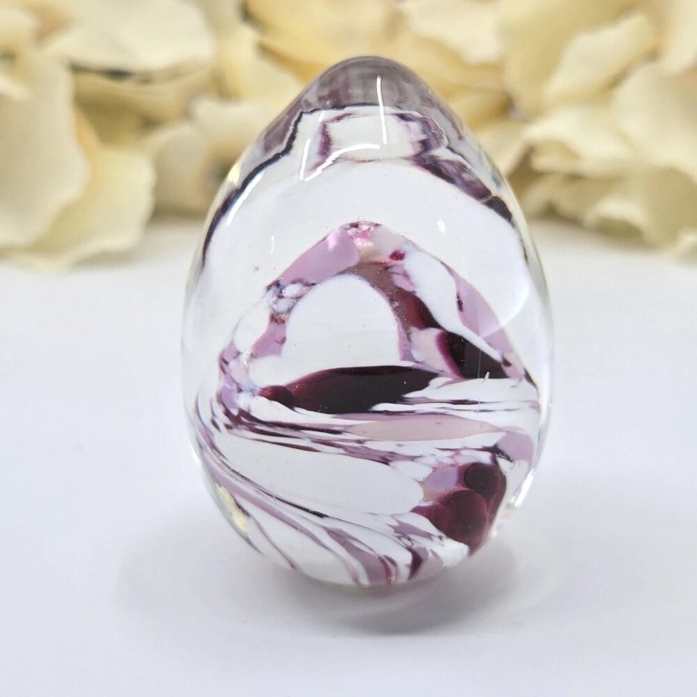 Gayle Glass Purple Clear Easter Egg Paperweight Ornament Figurine Bermuda